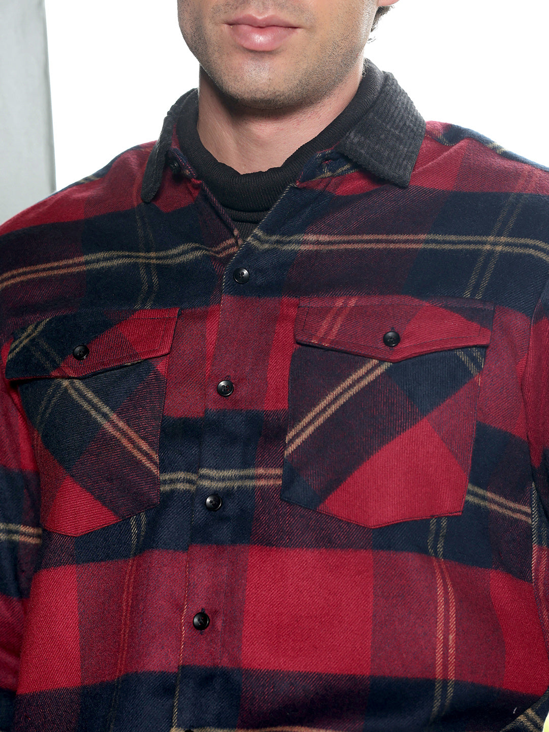 Contrast-Tartan Shacket