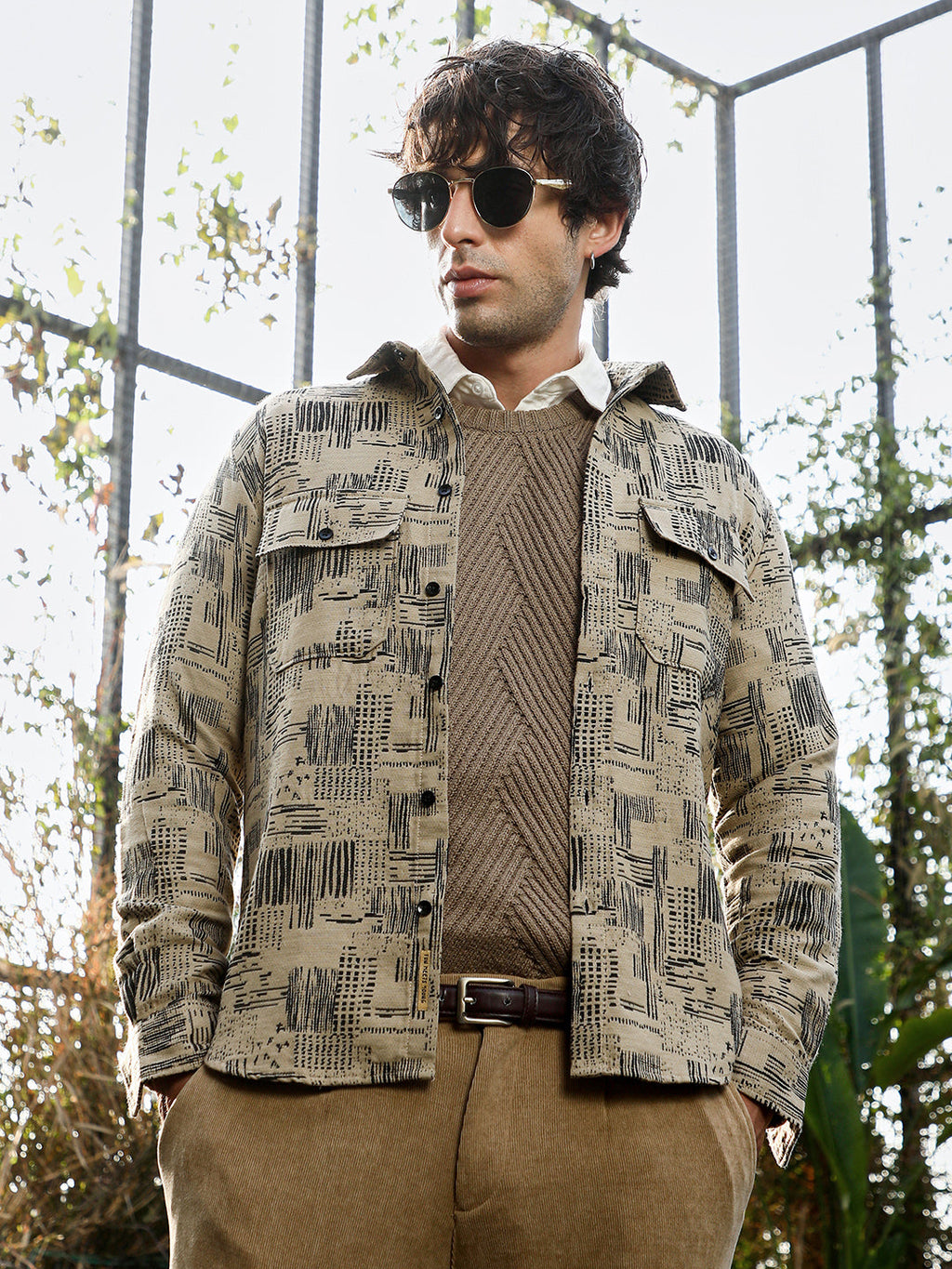 Scratch-Jacquard Utility Shirt