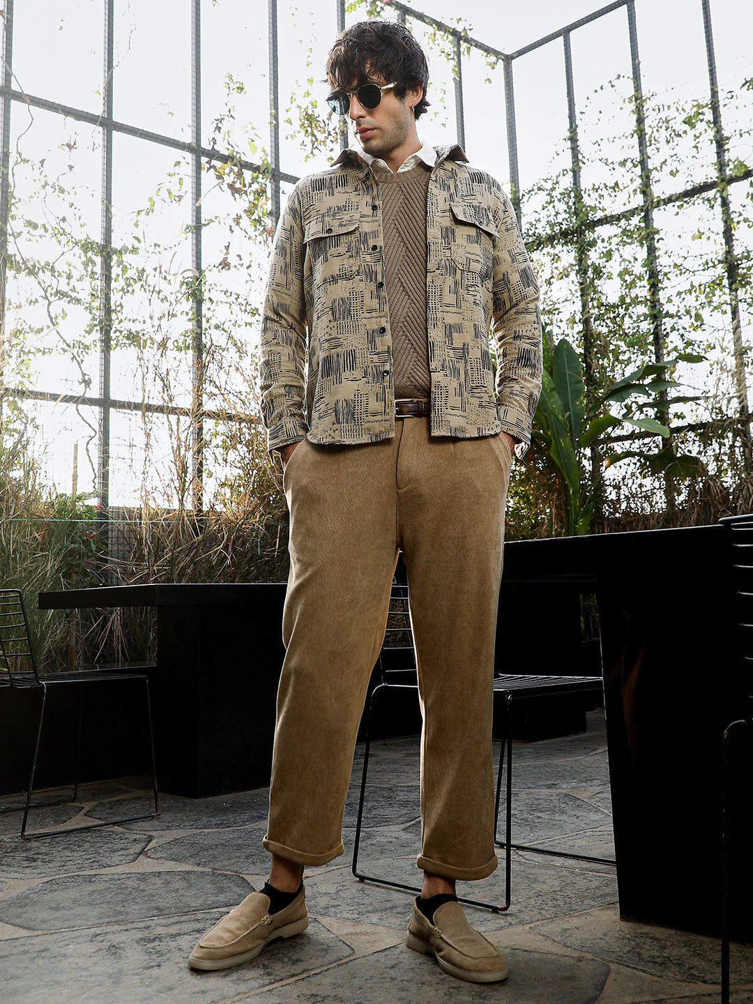 Scratch-Jacquard Utility Shirt