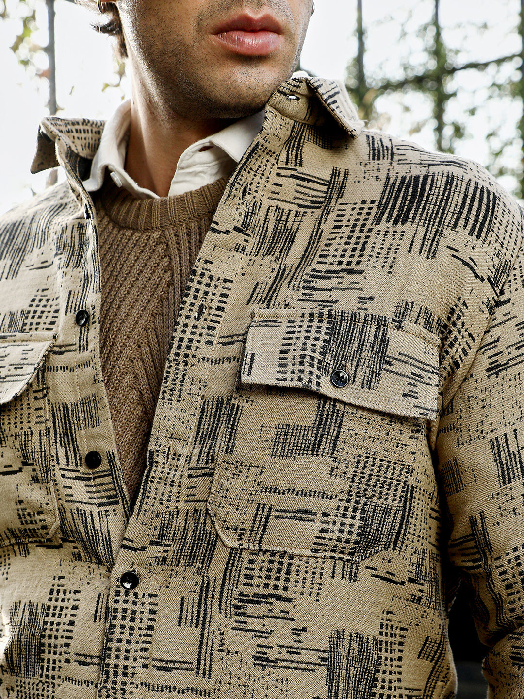 Scratch-Jacquard Utility Shirt