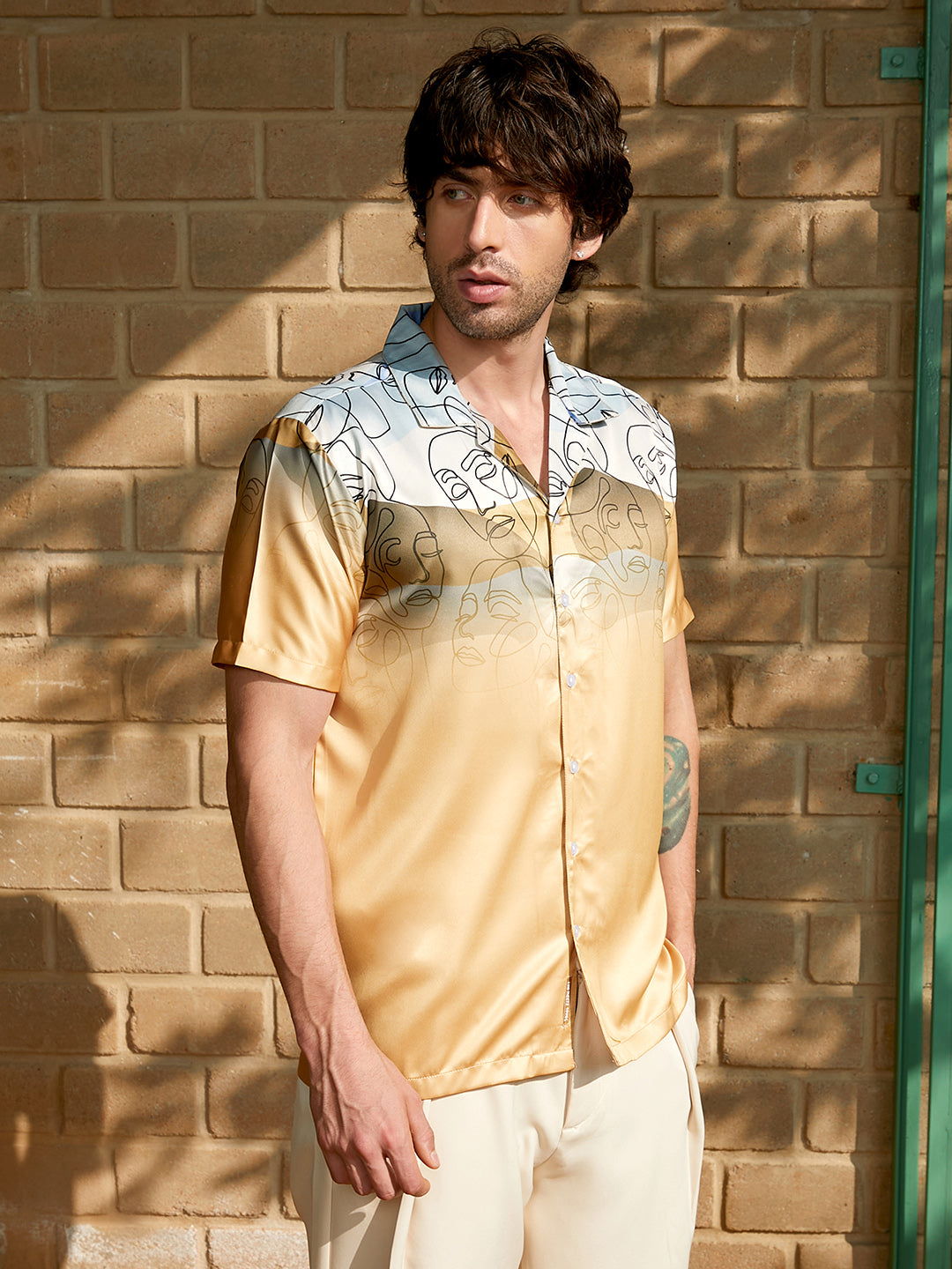 Desert-Faces Satin Resort Shirt