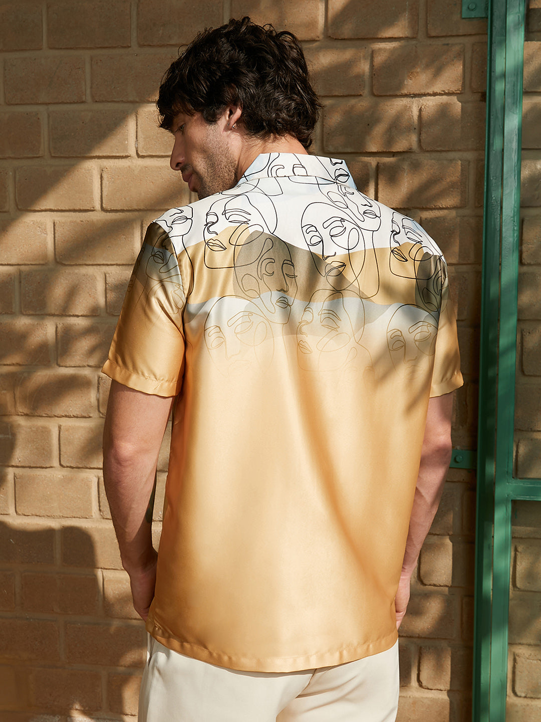 Desert-Faces Satin Resort Shirt