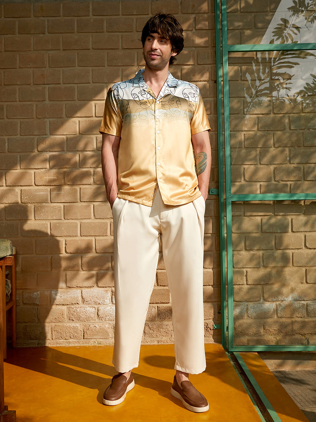 Desert-Faces Satin Resort Shirt
