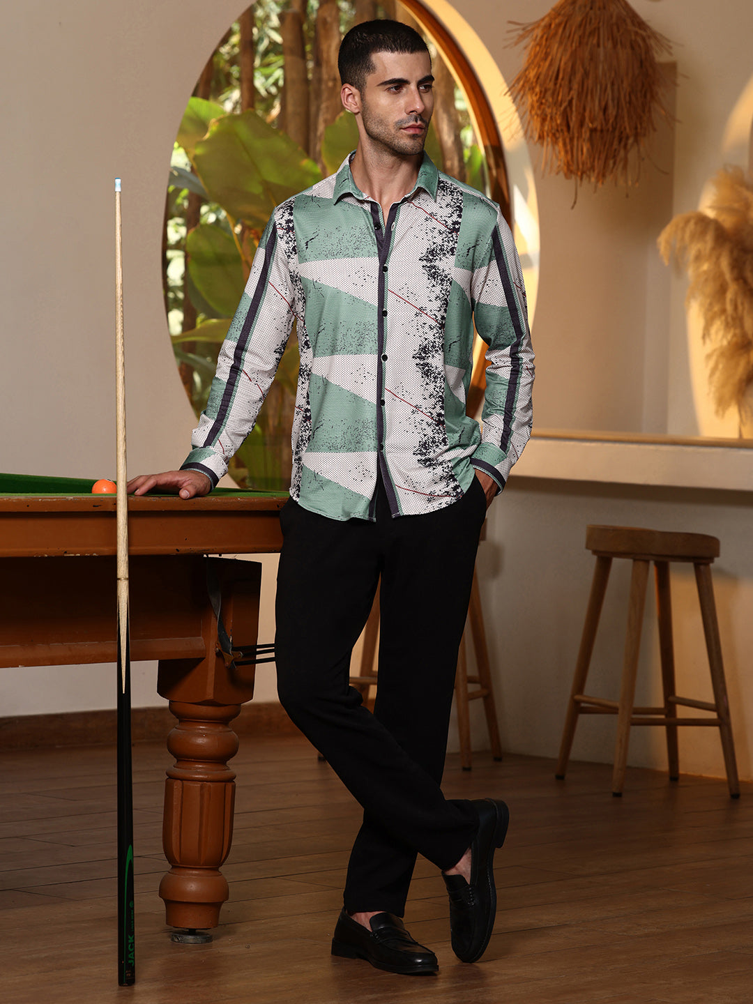 Abstract Print Full Sleeve Casual Shirt