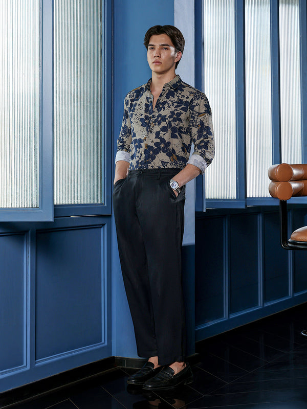 Men's Beige Floral Shirt