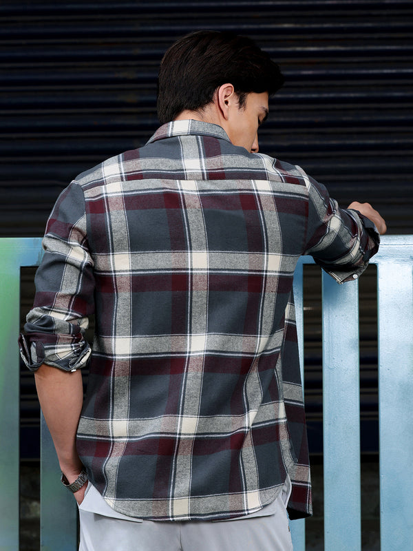 Men's Charcoal Grey Tartan Check Shirt