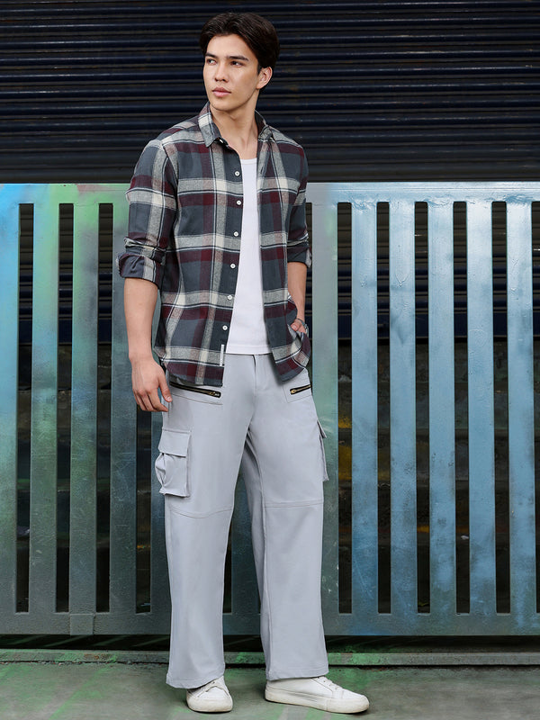 Men's Charcoal Grey Tartan Check Shirt