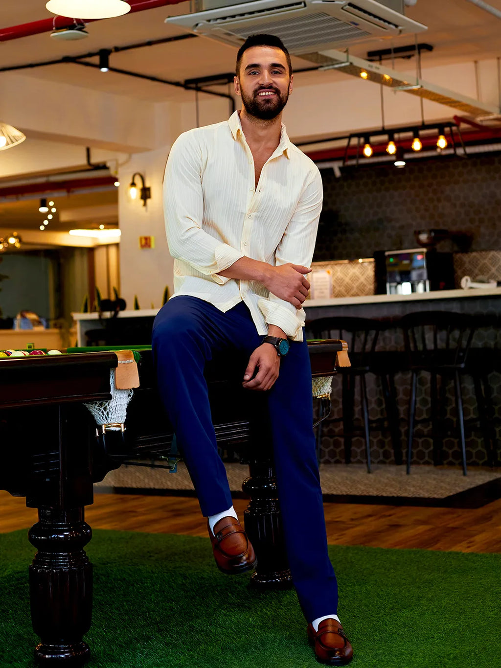 Self-Design Striped Shirt