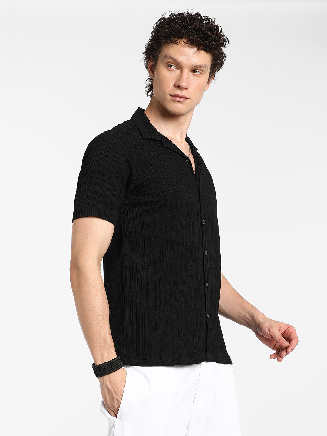 Self-Design Striped Shirt