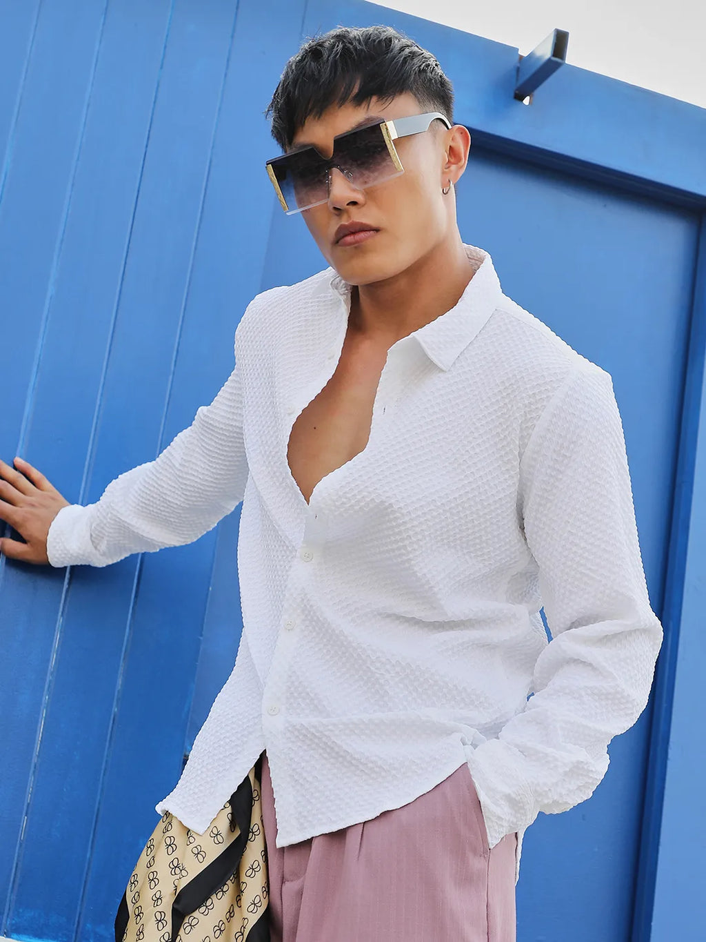 Embossed Micro Check Shirt