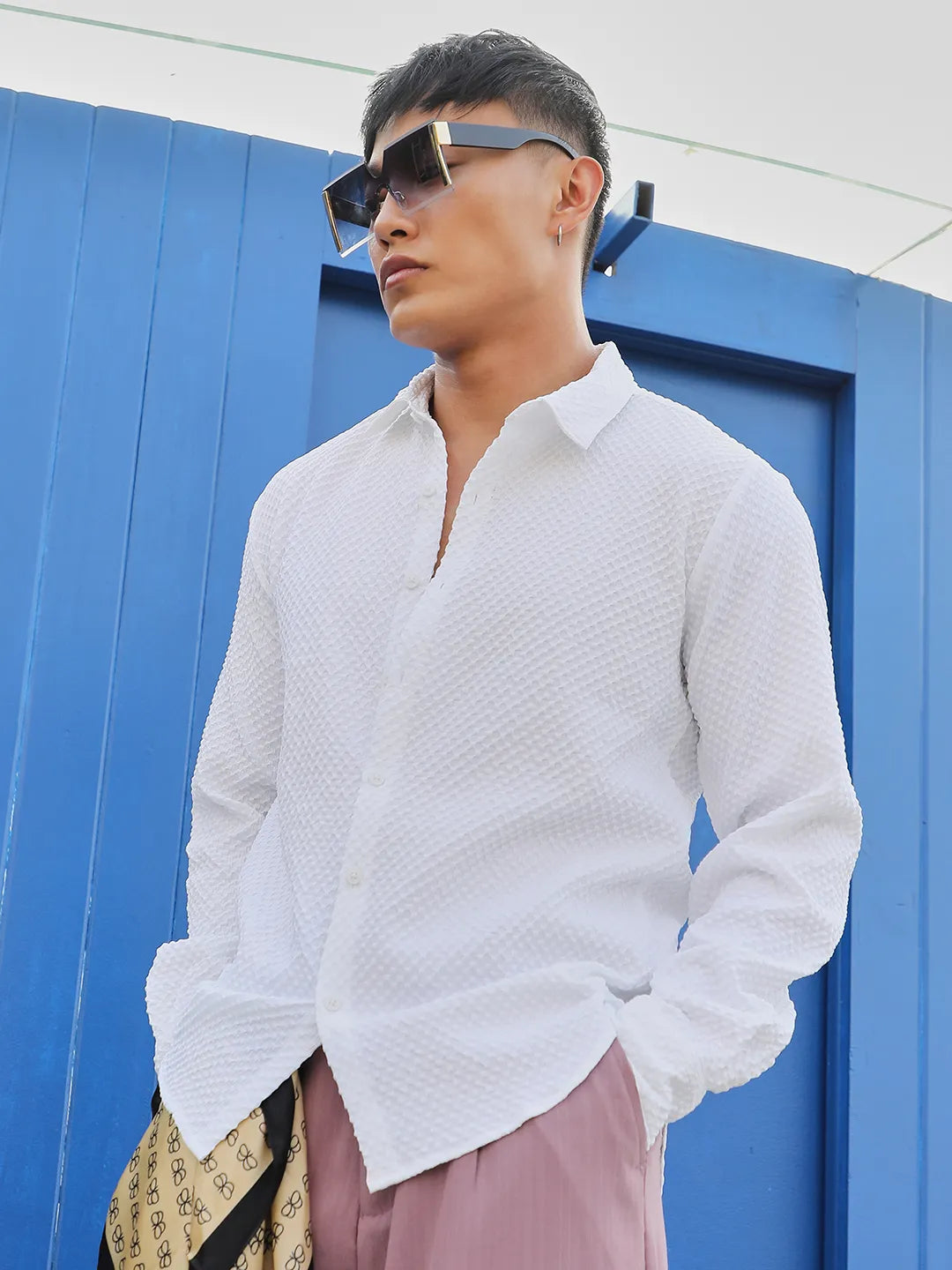 Embossed Micro Check Shirt