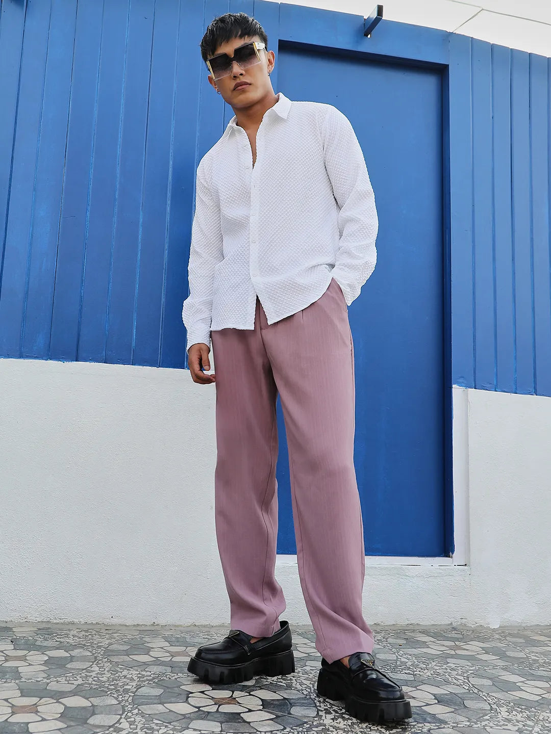 Embossed Micro Check Shirt