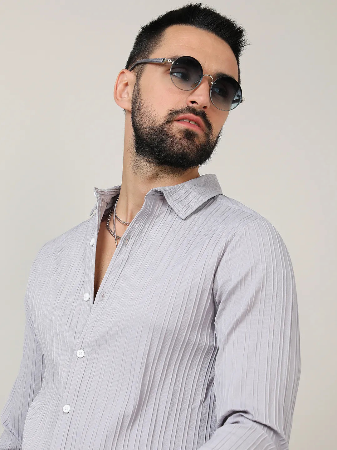 Self-Design Striped Shirt