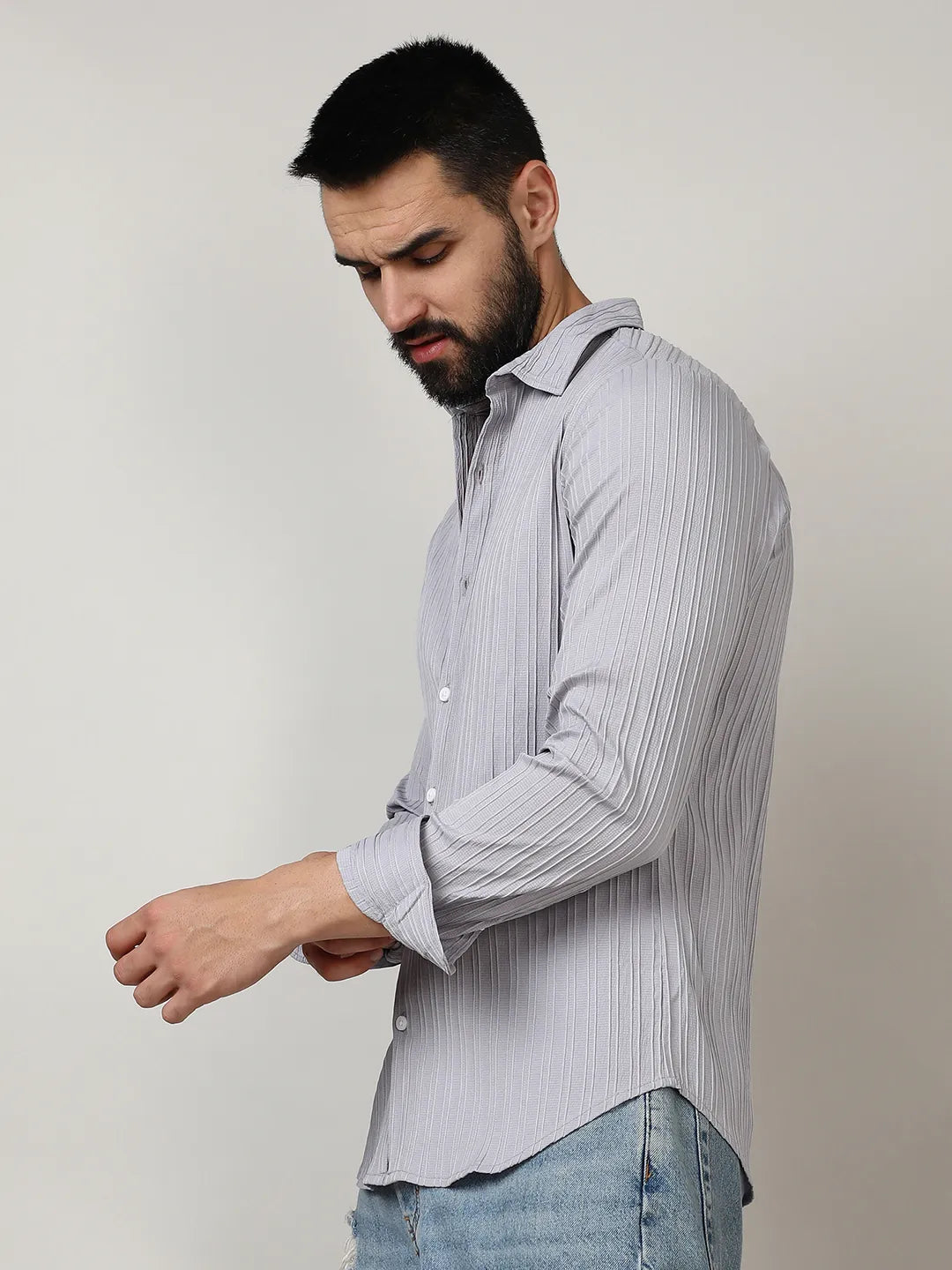 Self-Design Striped Shirt