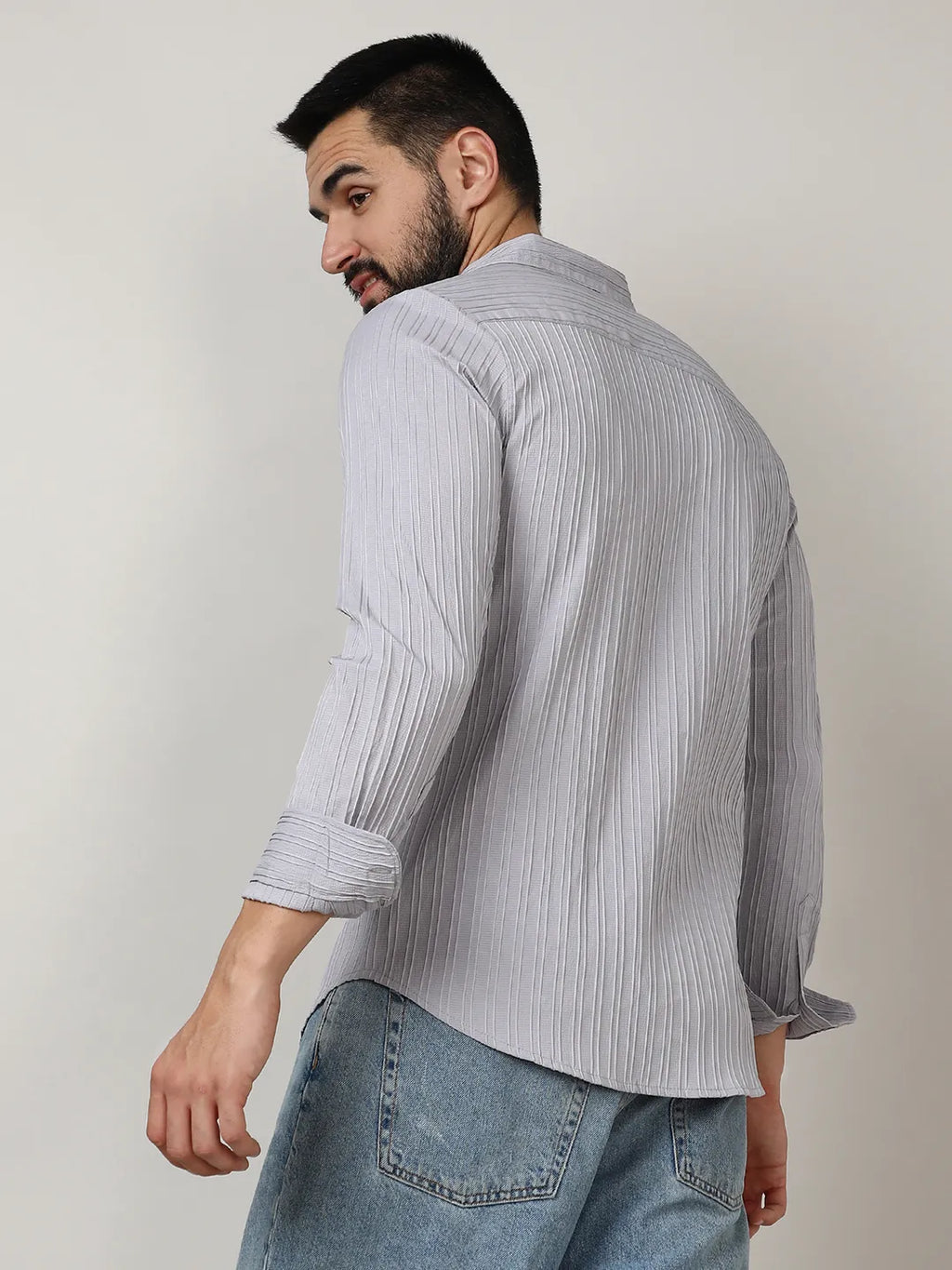 Self-Design Striped Shirt