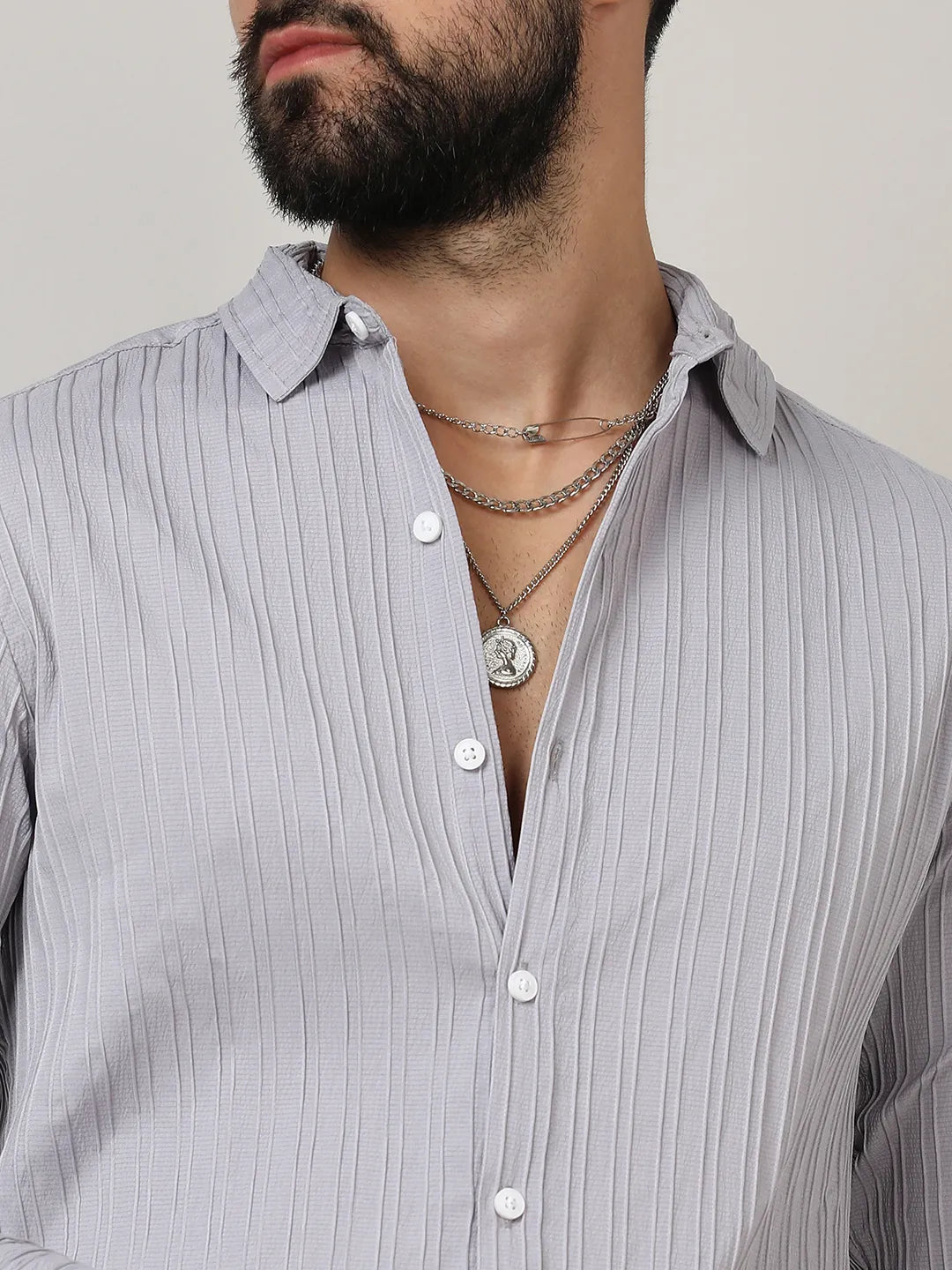 Self-Design Striped Shirt