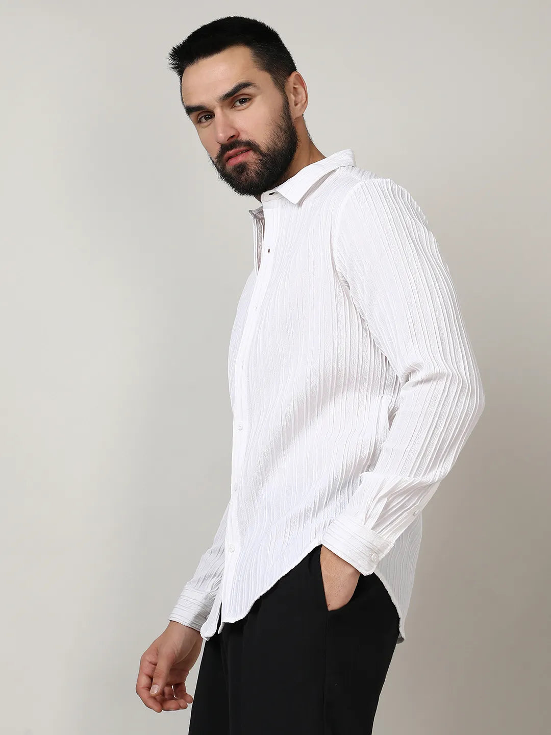 Self-Design Striped Shirt