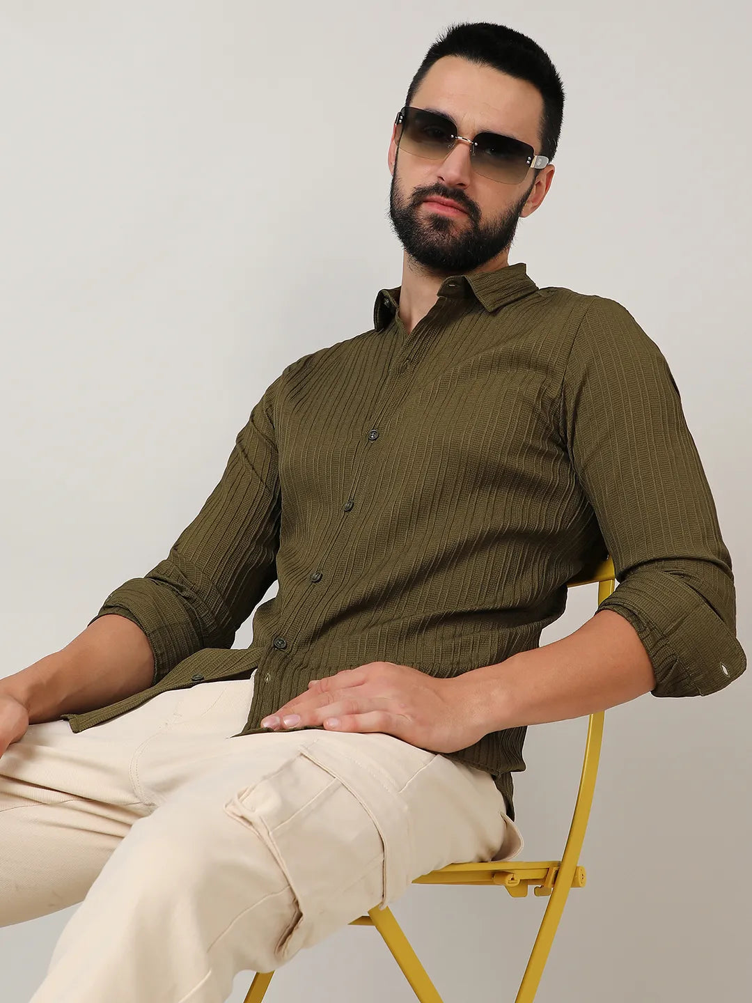 Self-Design Striped Shirt