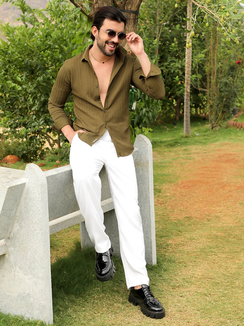 Self-Design Striped Shirt