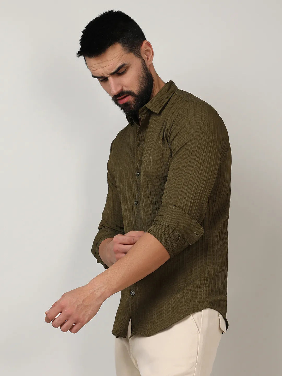 Self-Design Striped Shirt