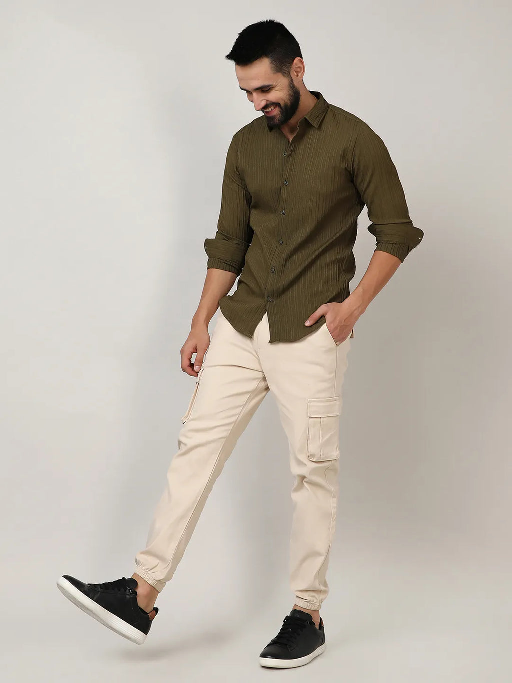 Self-Design Striped Shirt