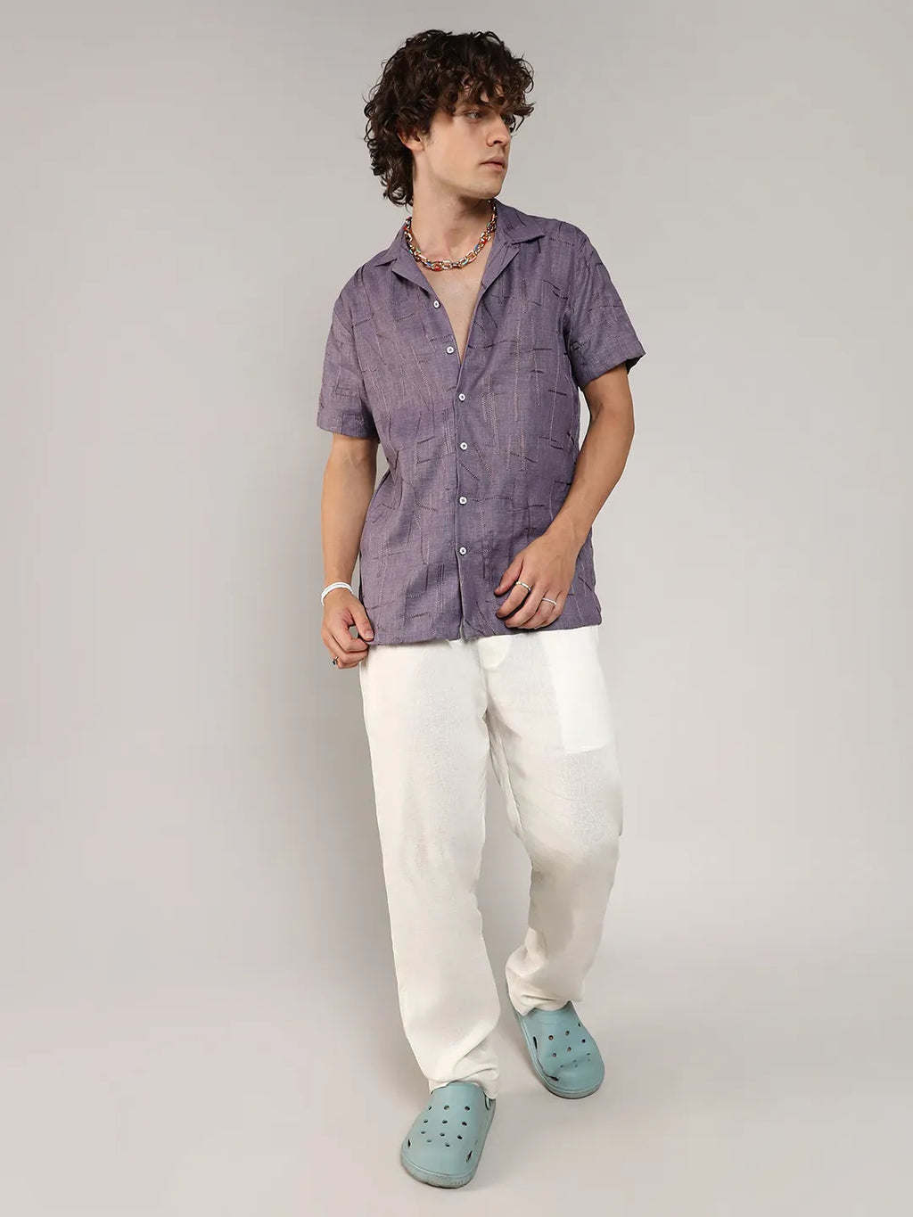 Embroidered Heathered Shirt