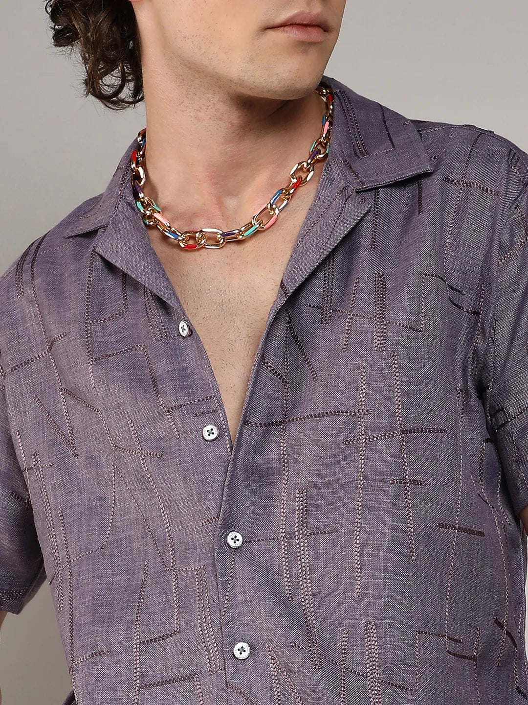 Embroidered Heathered Shirt