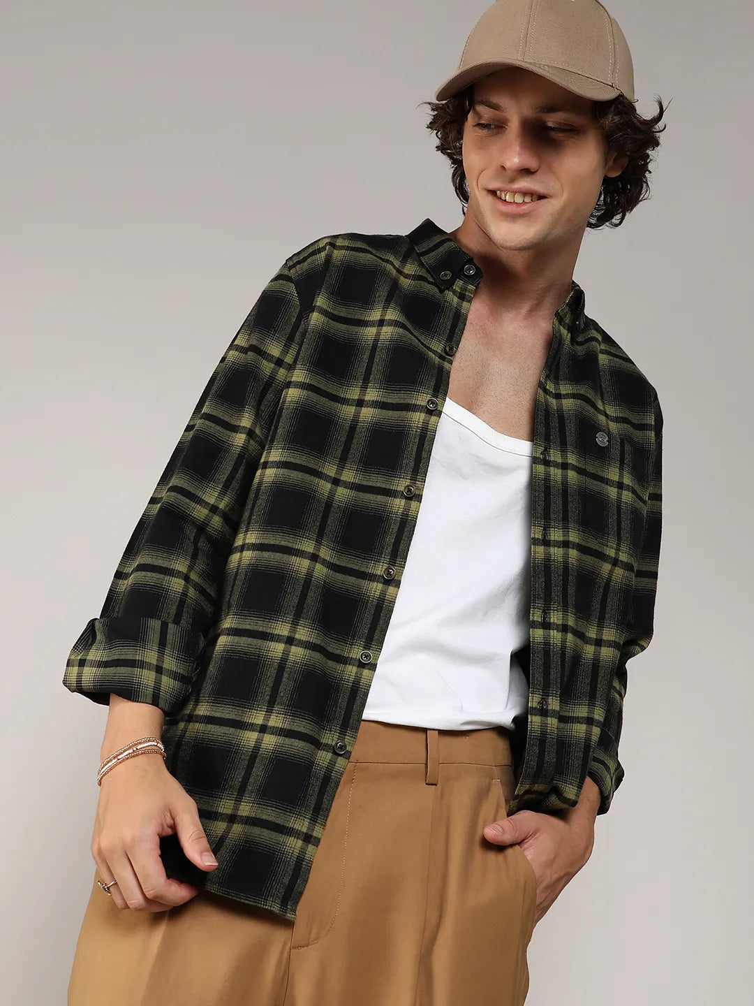 ₹999 Campus Sutra men's Midnight Black Sage Green Brushed