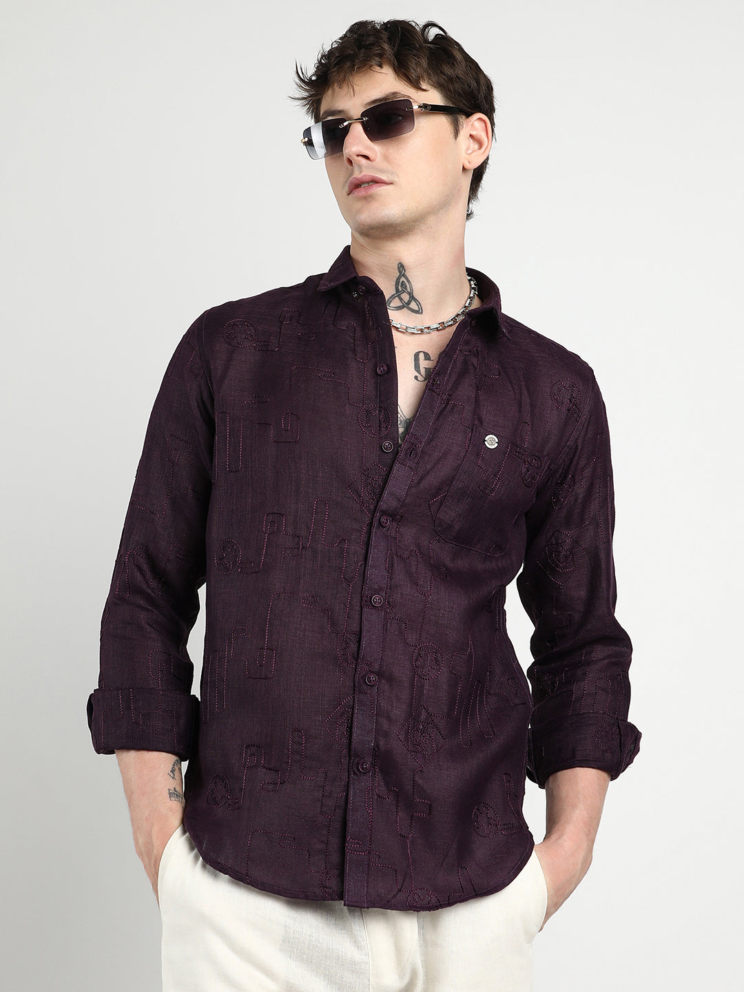 Embroidered One-Lined Shirt