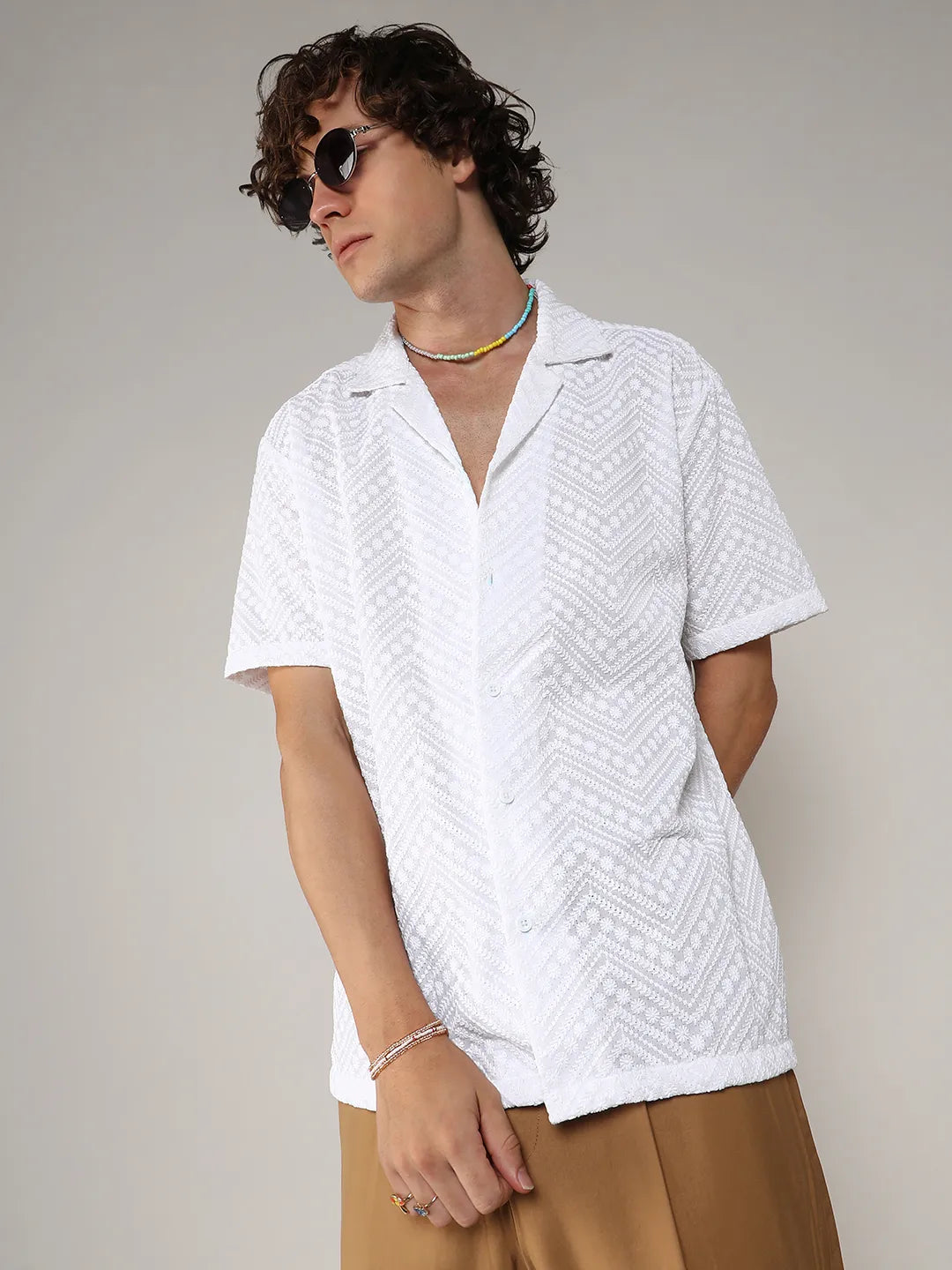 Embroidered Zig-Zag Shirt