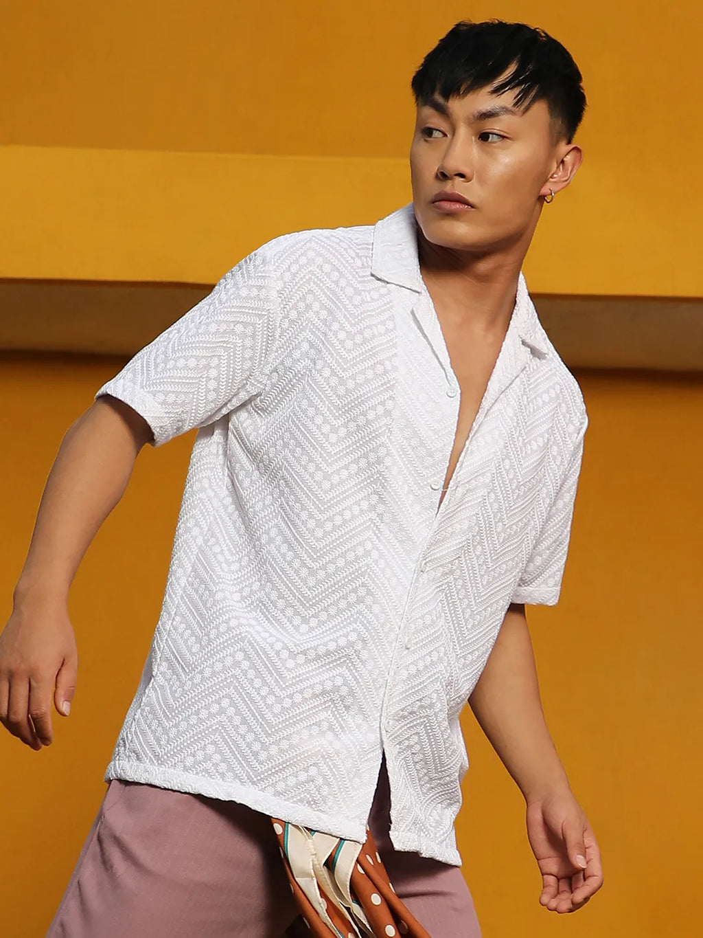 Embroidered Zig-Zag Shirt