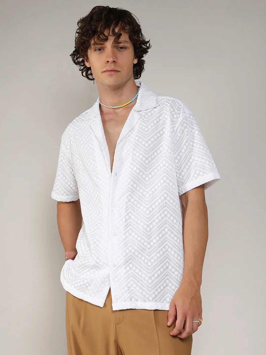 Embroidered Zig-Zag Shirt