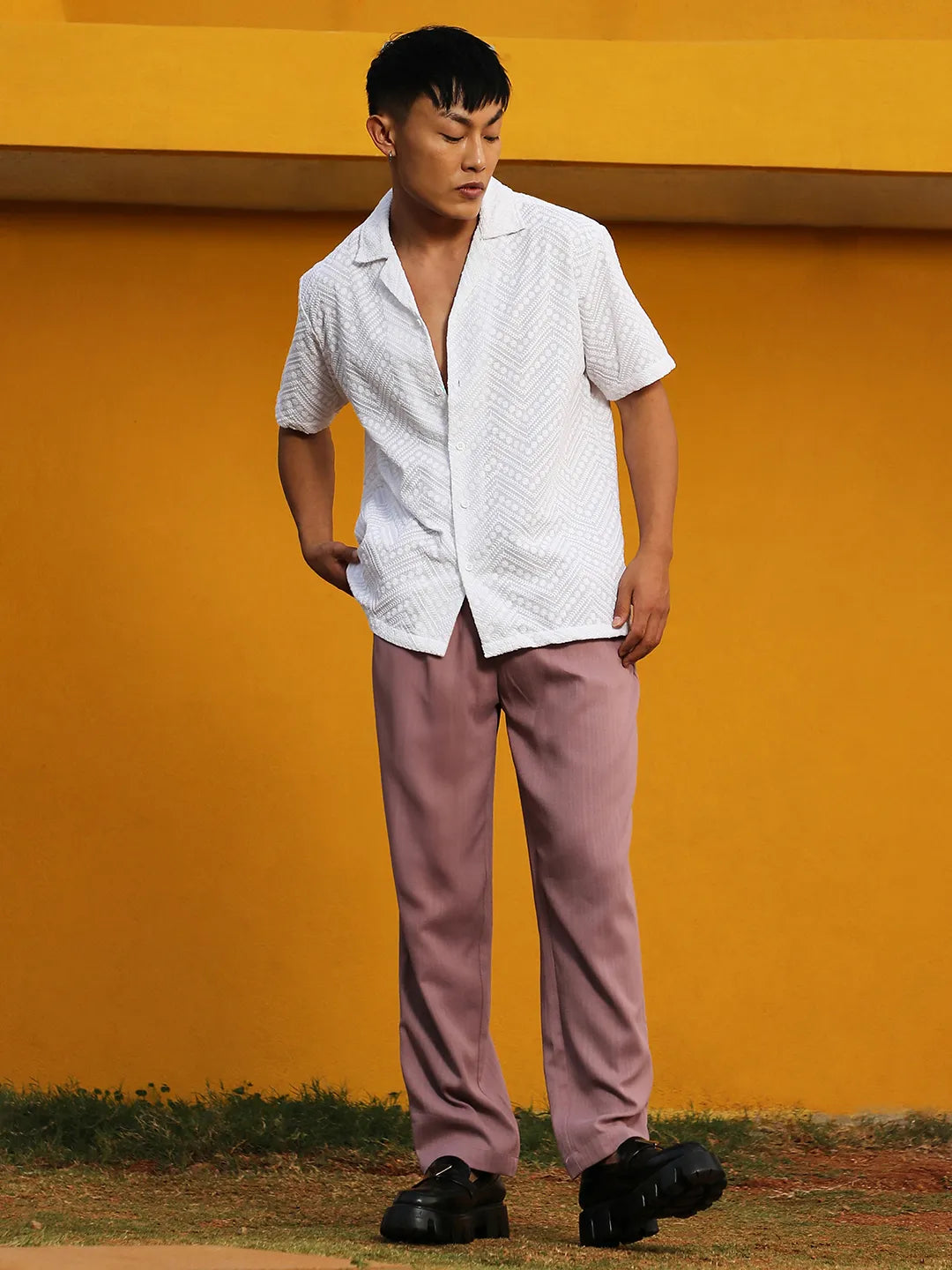 Embroidered Zig-Zag Shirt