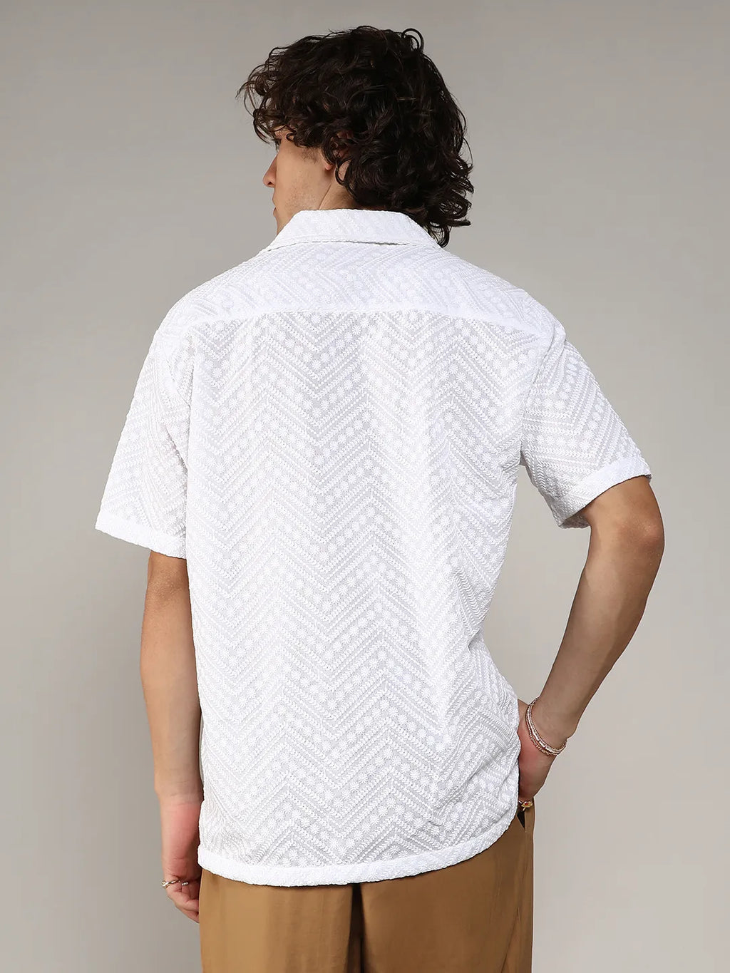 Embroidered Zig-Zag Shirt