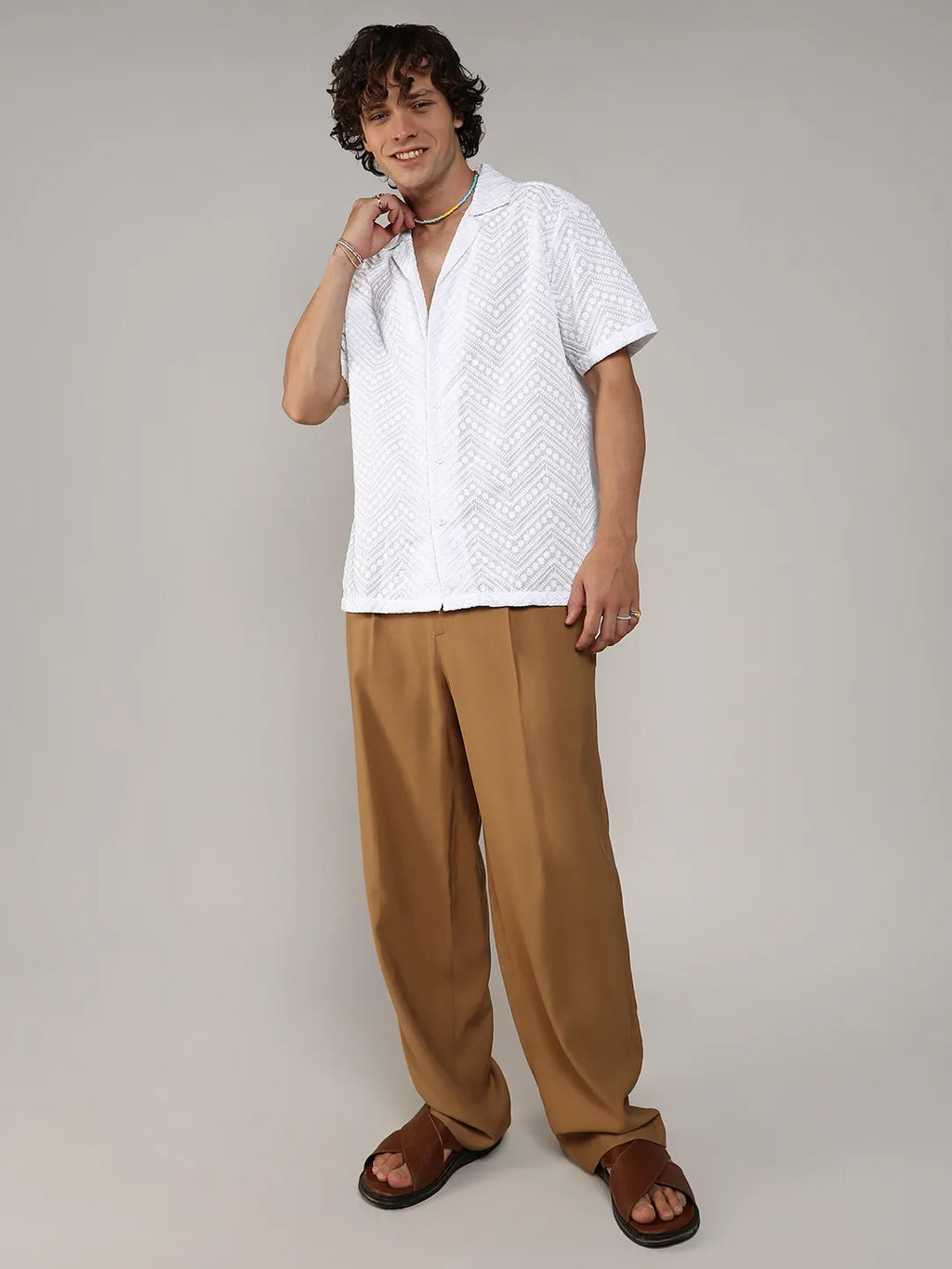 Embroidered Zig-Zag Shirt