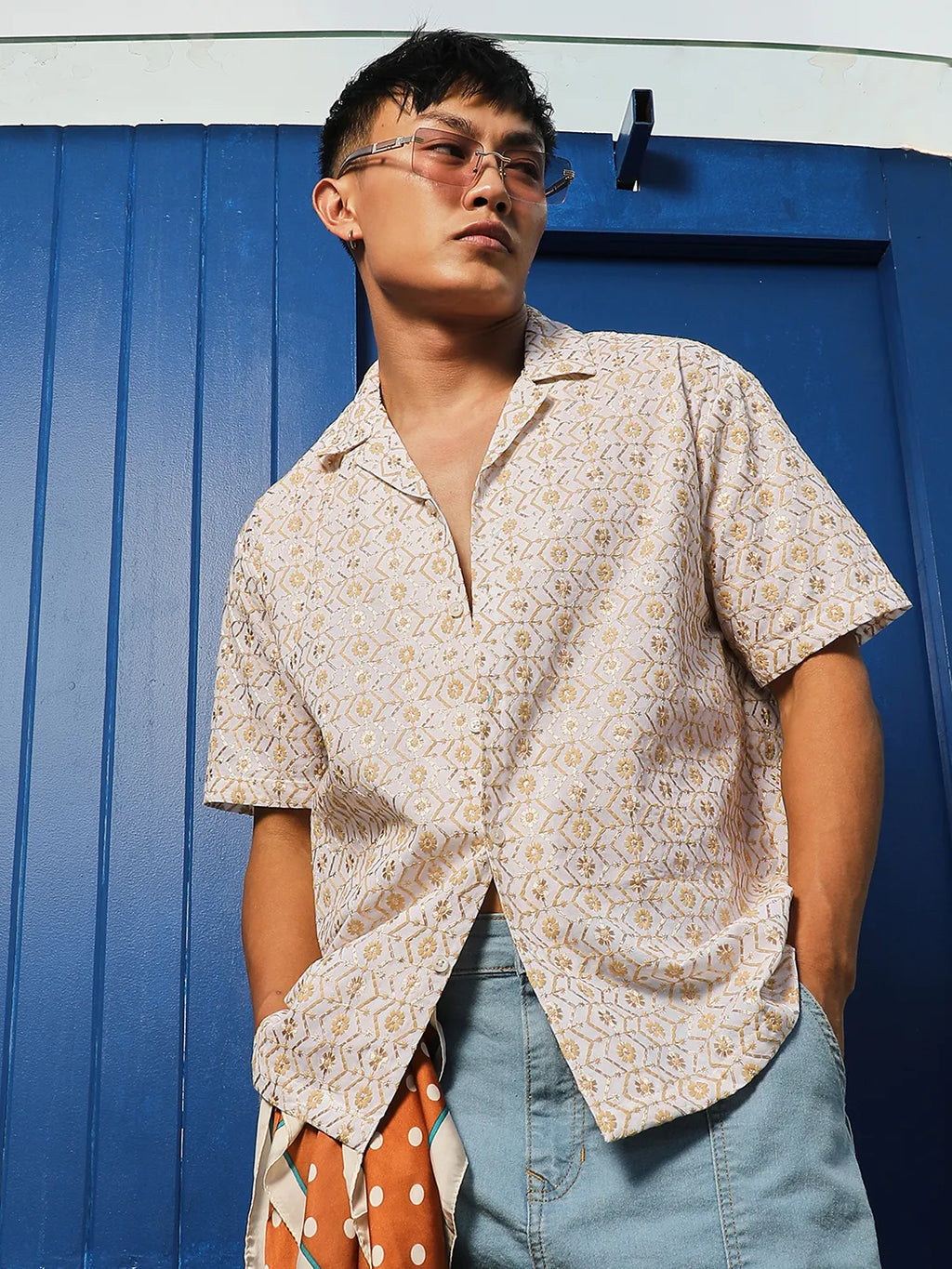 Embroidered Geometric Shirt