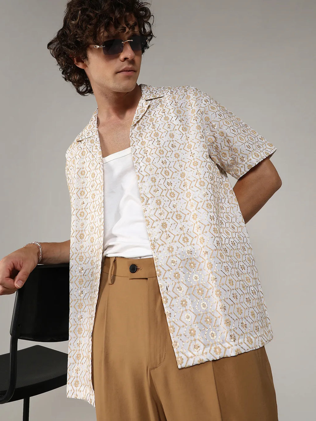 Embroidered Geometric Shirt