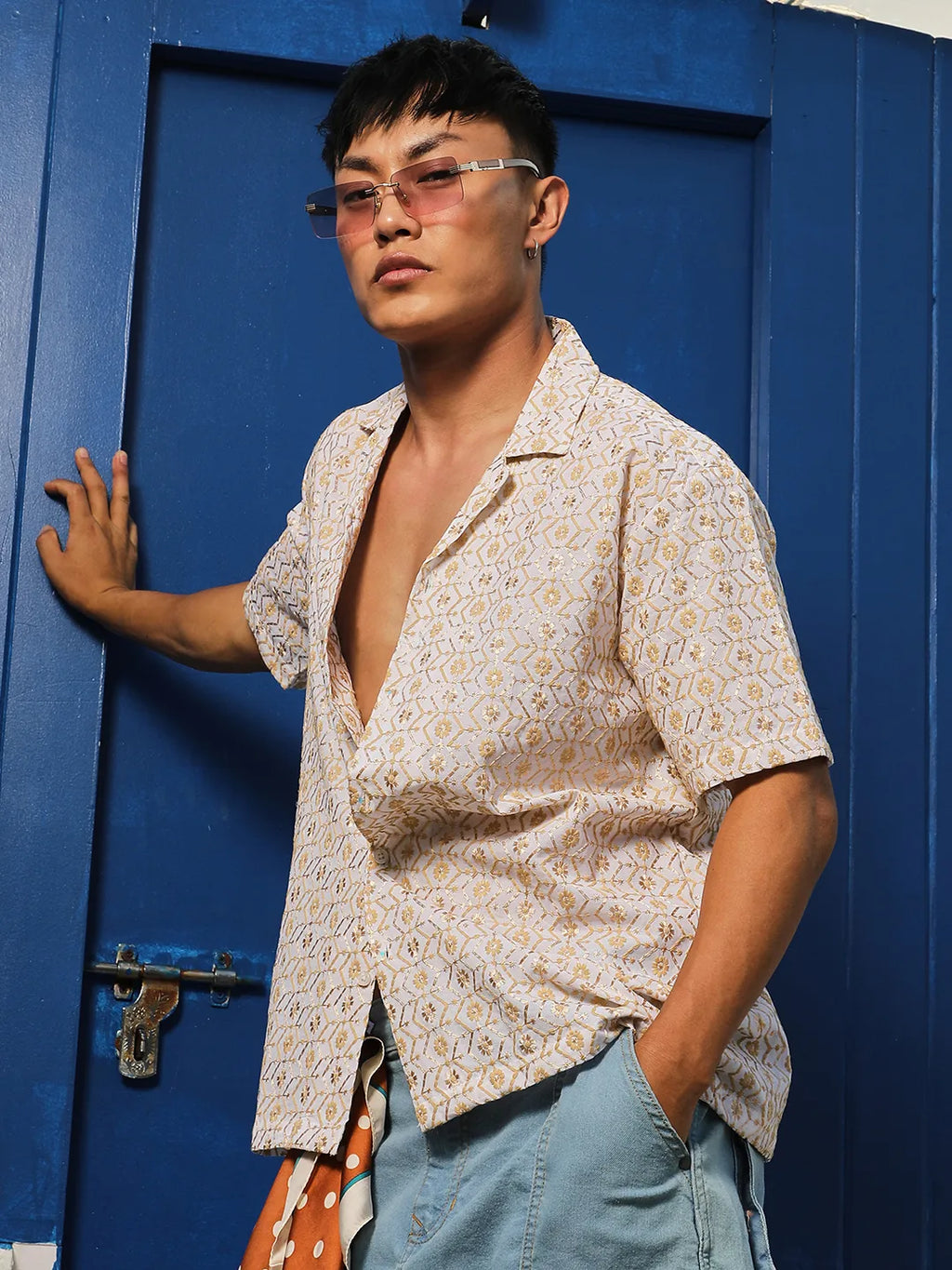 Embroidered Geometric Shirt