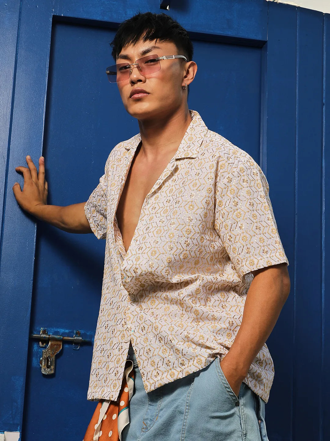 Embroidered Geometric Shirt