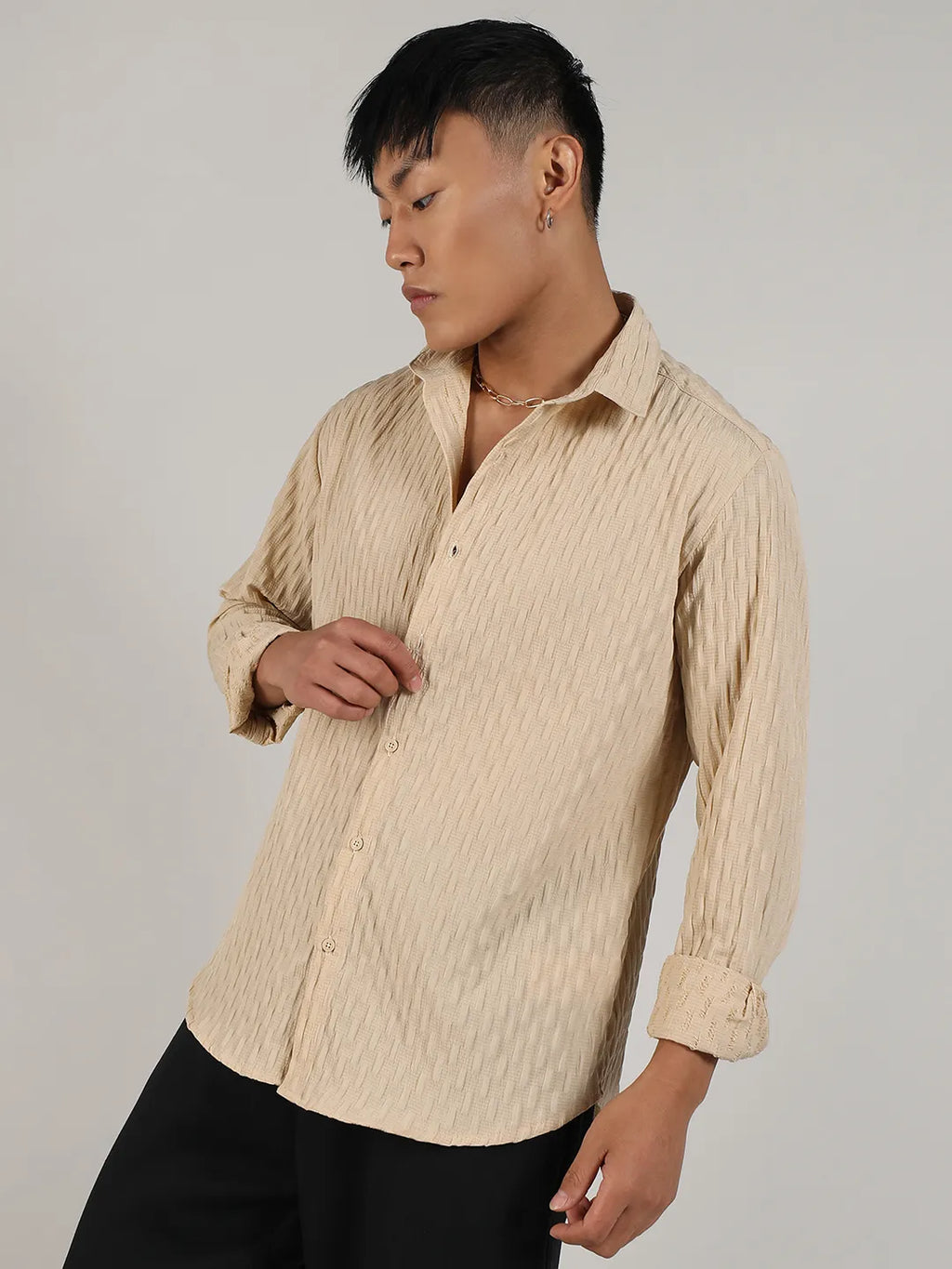 Crinkled-Weave Shirt
