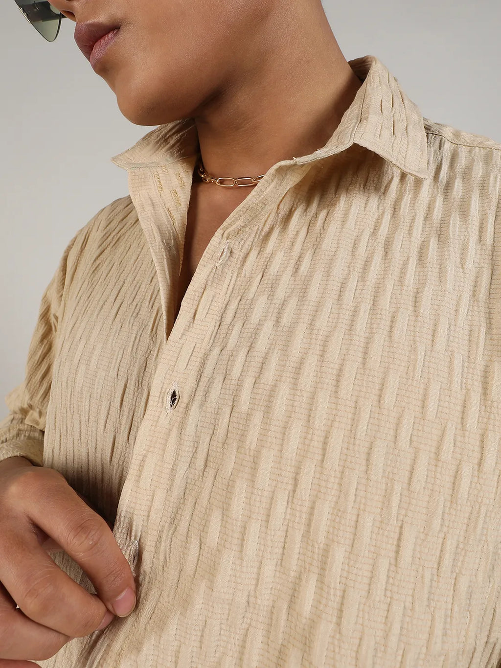 Crinkled-Weave Shirt