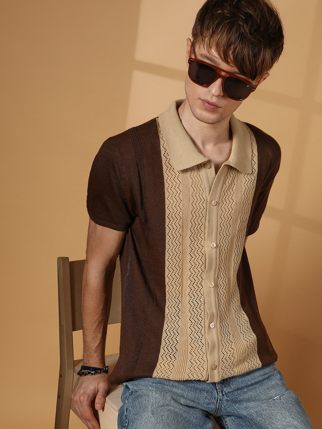 Block-Knit Slim-Fit Shirt