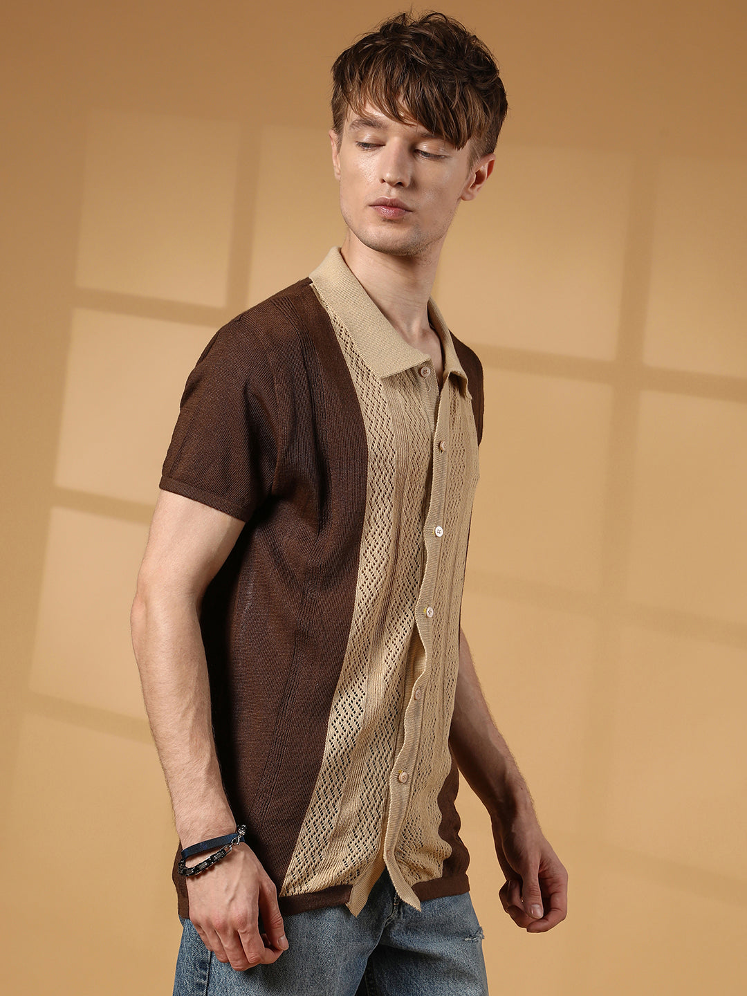 Block-Knit Slim-Fit Shirt