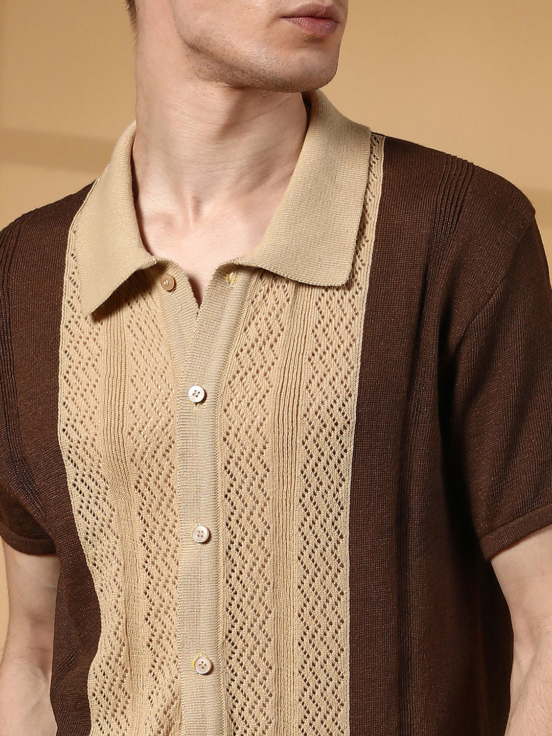 Block-Knit Slim-Fit Shirt