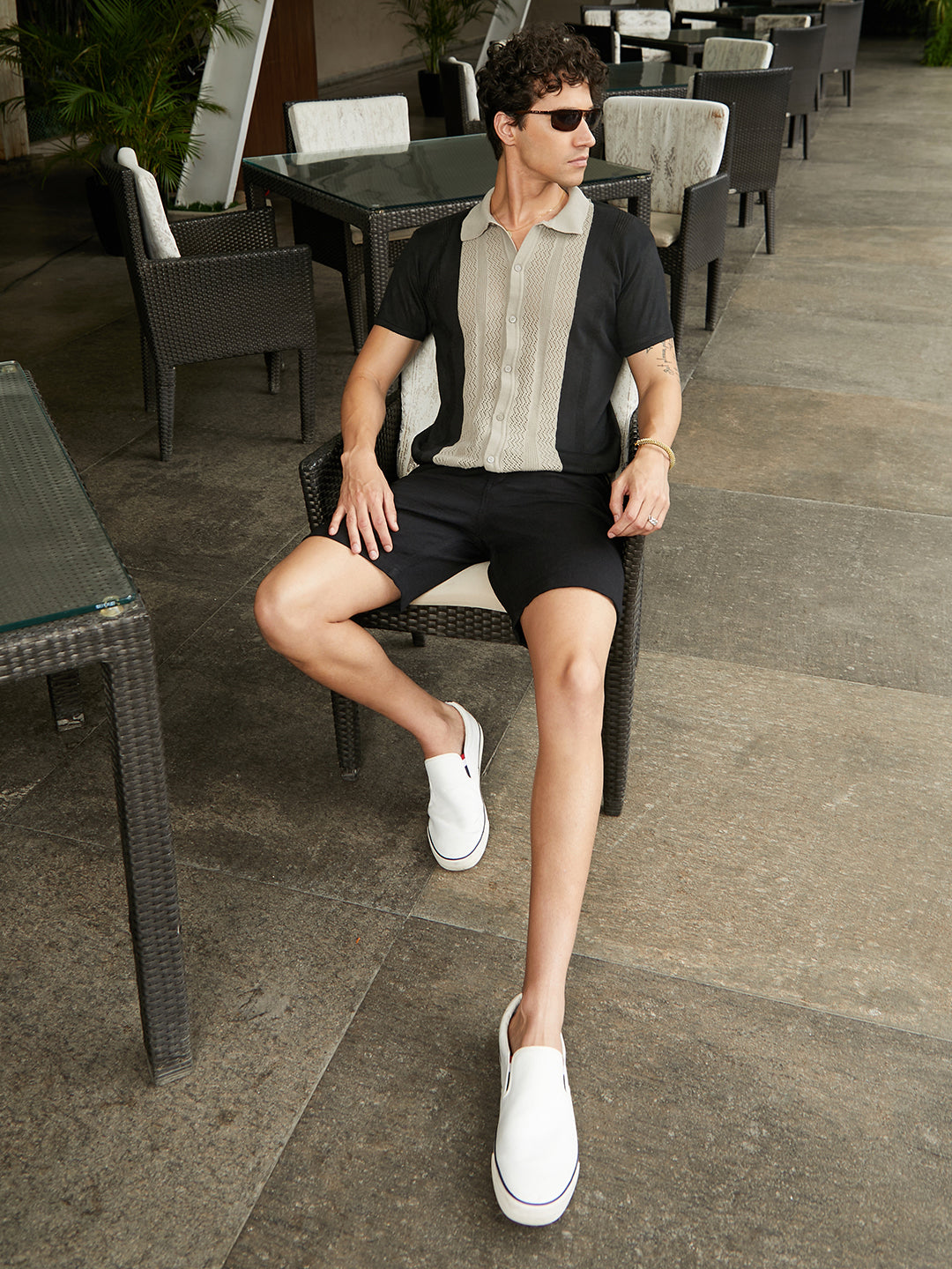 Block-Knit Slim-Fit Shirt