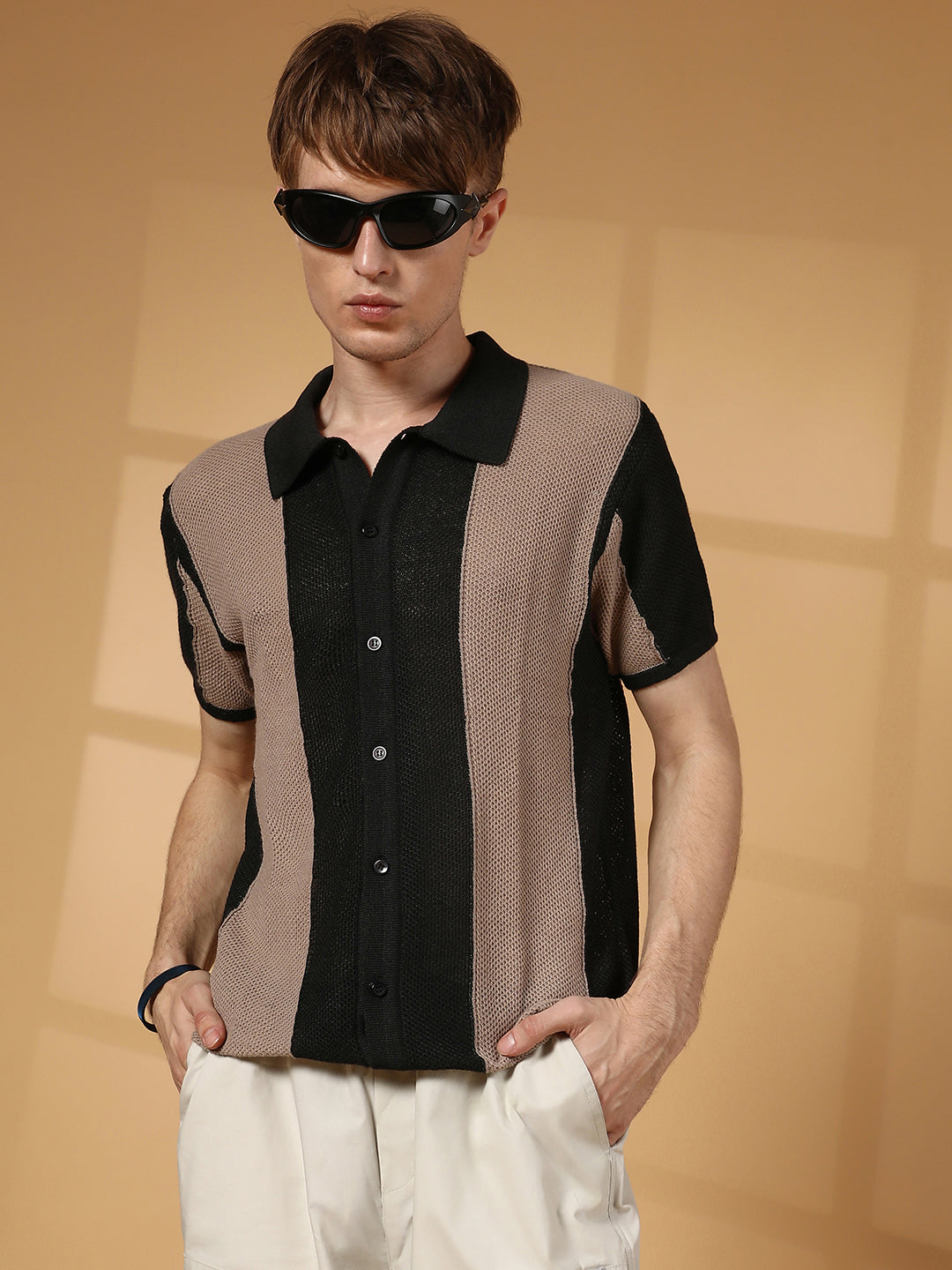 Panel-Knit Slim-Fit Shirt