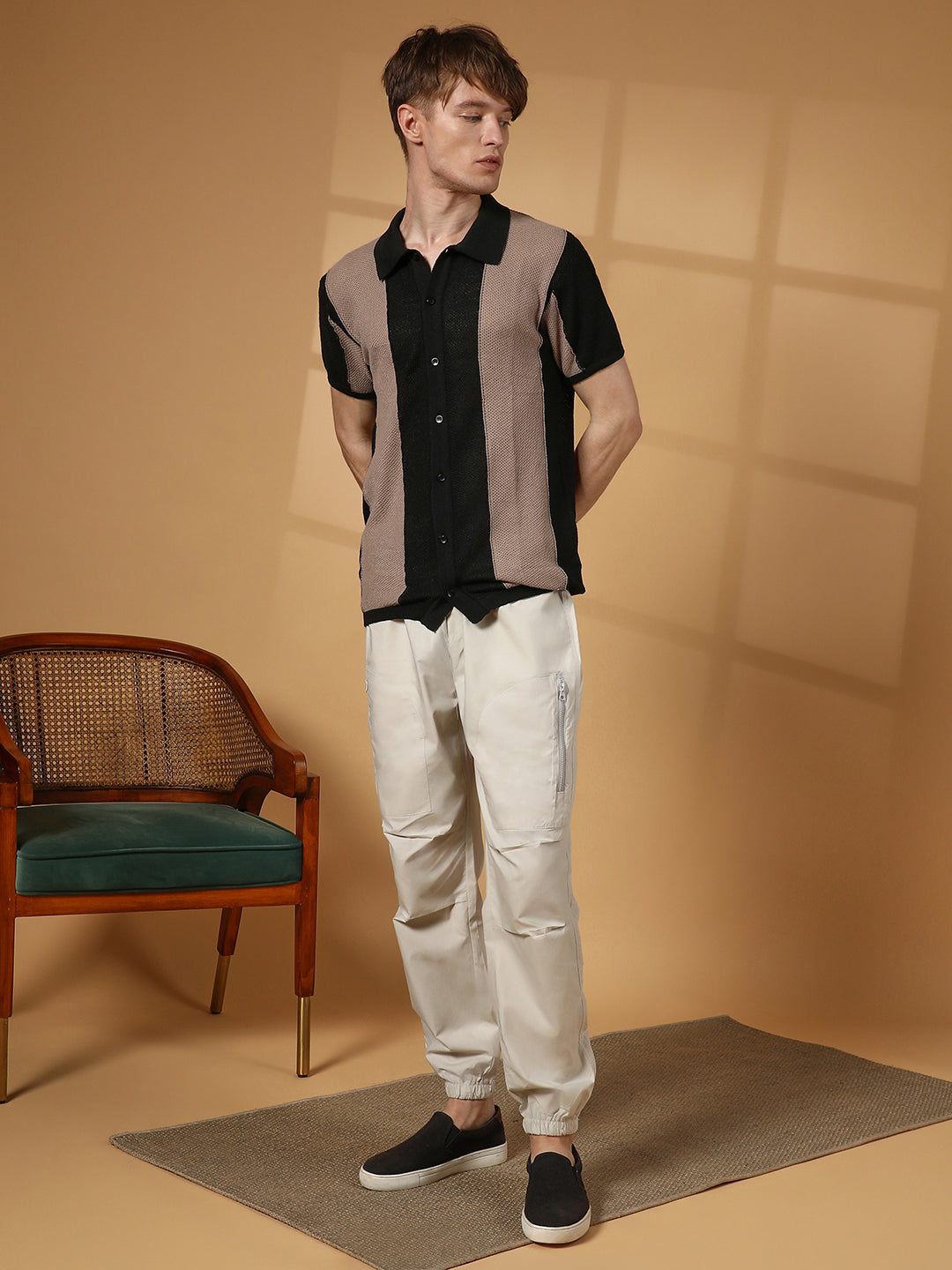 Panel-Knit Slim-Fit Shirt