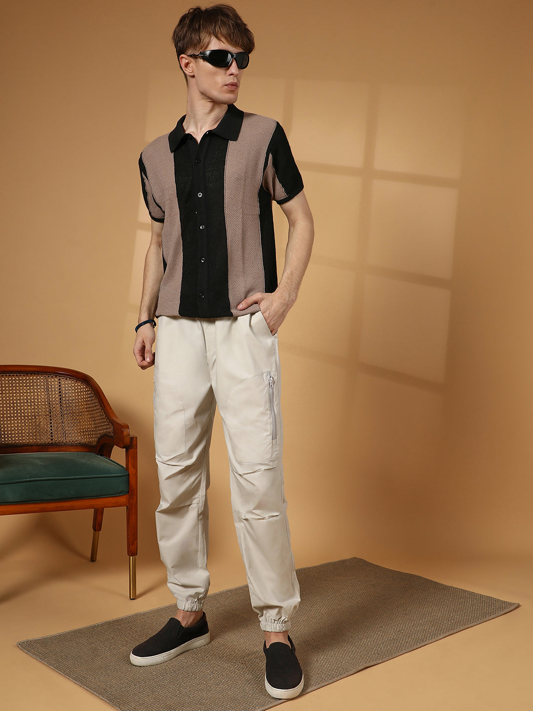 Panel-Knit Slim-Fit Shirt