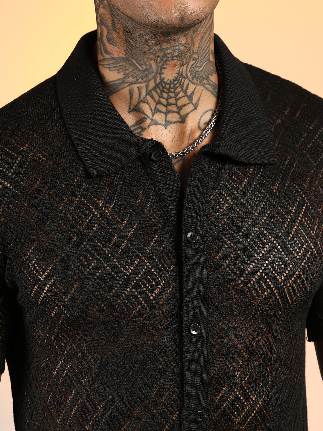 Overlap-Textured Knit Shirt