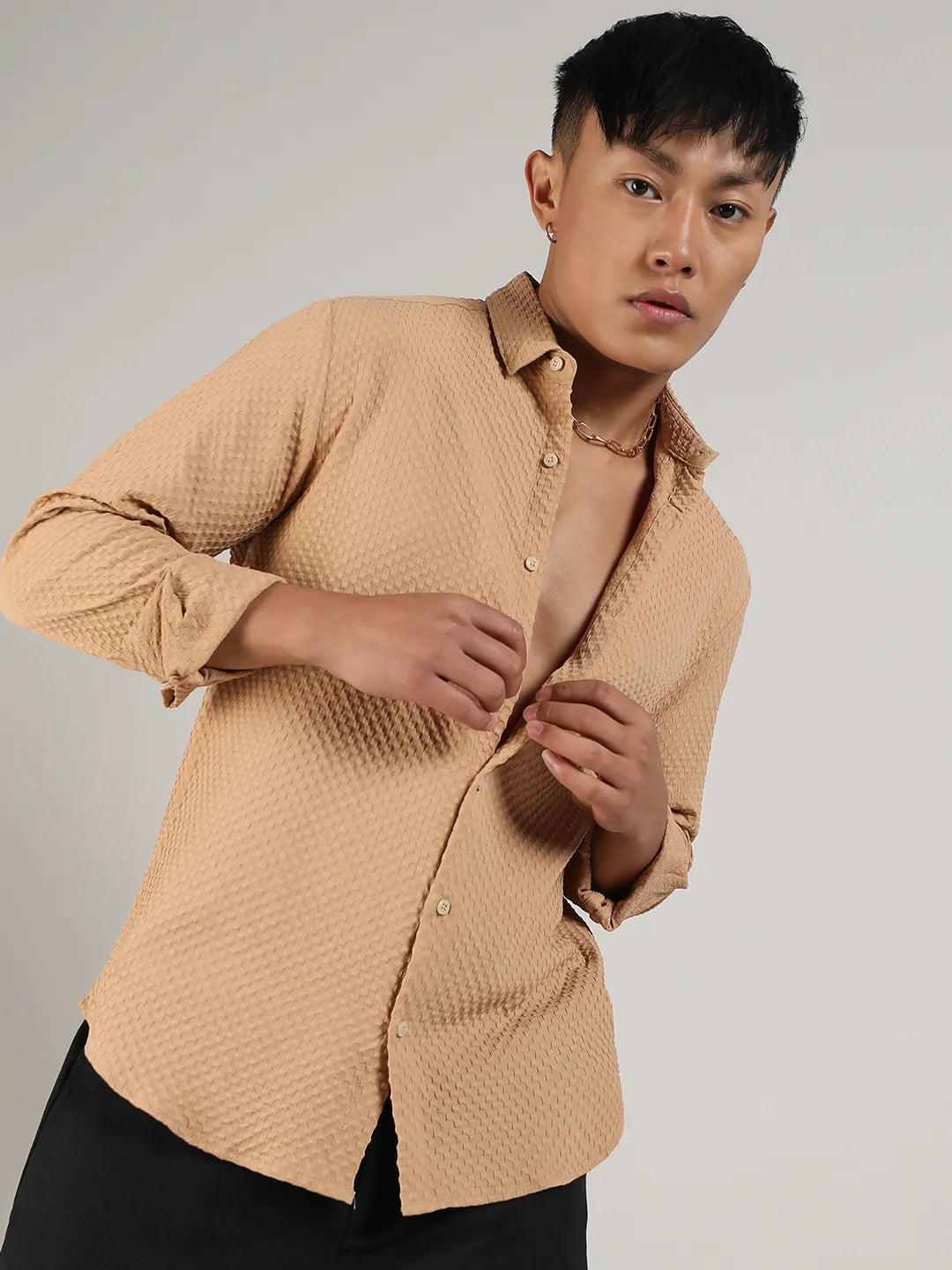 Textured Micro Buffalo Check Shirt